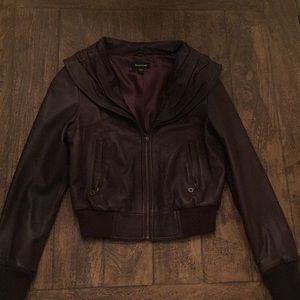 Vintage cropped brown leather jacket, small